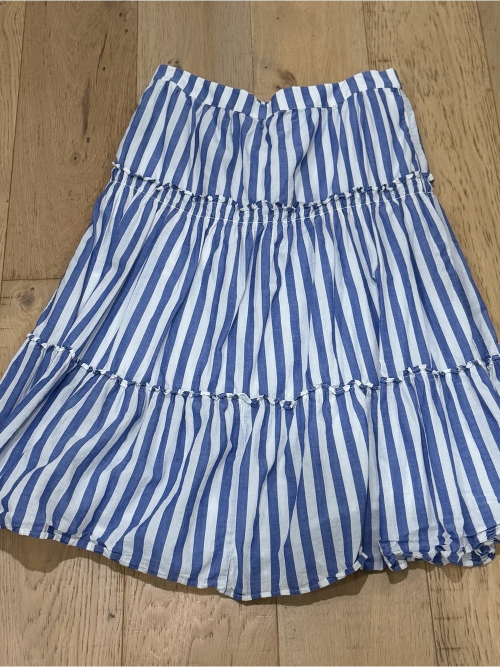 J. Crew Blue and White Vertical Stripe Maxi Skirt
